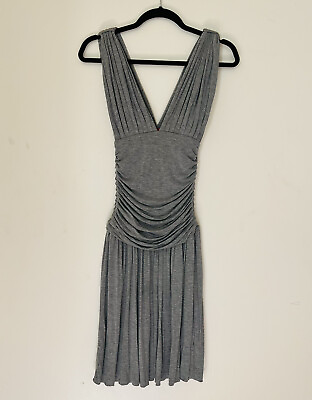 #ad LINQ Los Angeles Ruched Dress Deep V neck Gray Size XS