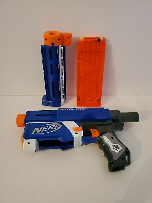 #ad NERF N Strike Elite Retaliator Dart Blaster Gun with clip and barrel extension