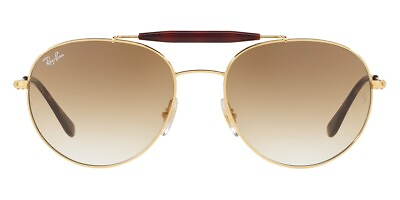 #ad Ray Ban Unisex Sunglasses RB3540 001 51 Matte Gold Round Brown Gradient 53mm