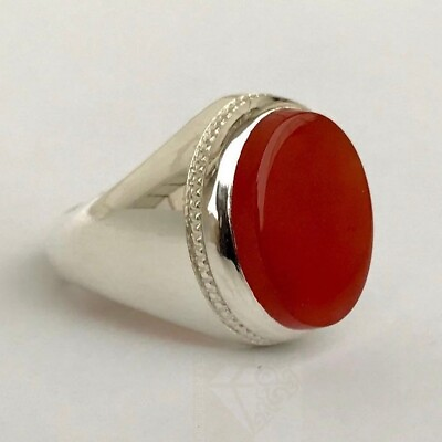 #ad Red Carnelian Gemstone Ring 925 Sterling Silver Mens Ring Handmade Mens Ring