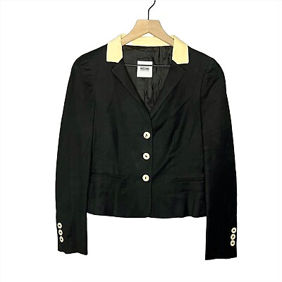 #ad Moschino Cheap and Chic Button Blazer Black Jacket Women#x27;s Size 8