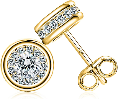 #ad 18K Gold Earrings Diamond Gold Stud Earrings for WomenDainty Rose Gold Diamond
