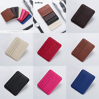 #ad Womens Mens Leather Slim ID Credit Card Holder Case Purse Package Pocket Wallet $0.99
