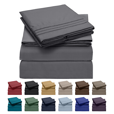 #ad Mellanni 4 Piece Bed Sheet Set Deep Pocket Wrinkle Stain Resistant Microfiber