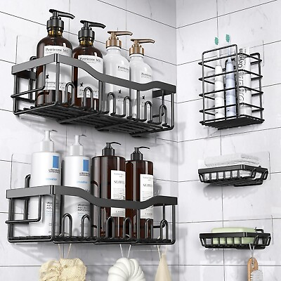 #ad 5X Shower Shelf Caddy Wall Hanging Bathroom Organizer Storage Holder Corner Rack