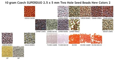 #ad CLEARANCE 10 g or 24 g Czech SUPERDUO 2.5x5 mm Two Hole Seed Beads New Colors 2