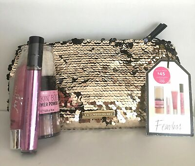 #ad Victoria#x27;s Secret Fearless 4 Piece Gift Set With Silver Sequined Bag New