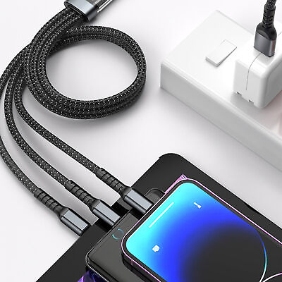 #ad Transparent Chip Design Charger Visual Shock Universal 3 1 Fast Charging Cable