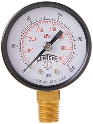#ad Winters 2 Inch Dial Size Multi Function Economy Utility Dry Pressure Gauge Brass