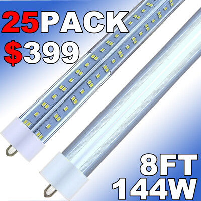 #ad 8FT FA8 Single Pin LED Tube Light 144W T8 Fluorescent Bulb Light 6500K 25PACK