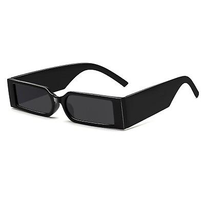 #ad Narrow Dark Black Mens Women#x27;s Rectangle Frame Shades Trendy Square Sunglasses