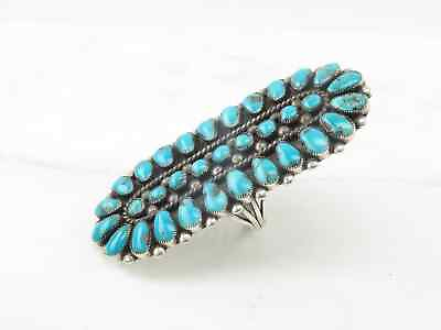 #ad Native American Sterling Silver Ring Bisbee Turquoise Cluster Blue Size 9