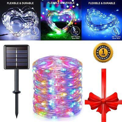 #ad Solar 100LED Copper Wire Fairy String Garden Lights Outdoor Waterproof Wendding