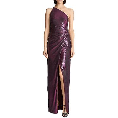 #ad Halston Womens Adriana Purple Sequined Long Evening Dress Gown 4 BHFO 7414