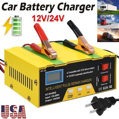 #ad Car Battery Charger Heavy Duty 12V 24V Smart Automatic Intelligent Pulse Repair