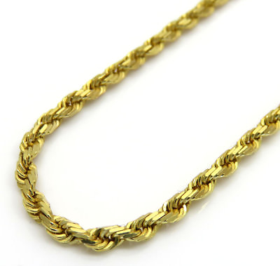 #ad 14K Yellow Gold Solid Diamond Cut Mens Women Rope Chain Necklace 16quot; 30quot;