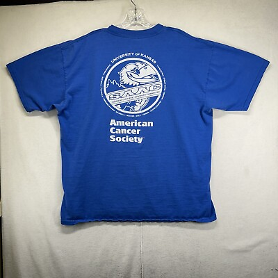 #ad Vintage Kansas Jayhawks Feel The Pride Graphic T Shirt Mens Size XL Blue