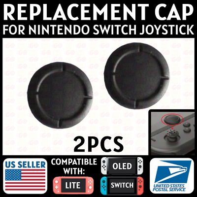 #ad 2x Joystick Cap For Nintendo Switch Lite OLED Black Silicone Joy Con Replacement