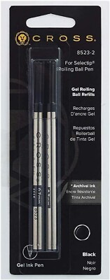 #ad Cross Rollerball Selectip Gel Pen Refills Black Medium 2 Refills #8523