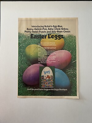 #ad Leggs Pantyhose Easter Egg 1970s Vintage Leggings Print Ad