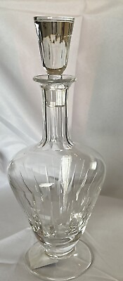 #ad Vintage Crystal Glass Decanter Bottle Sunburst Pattern Whiskey