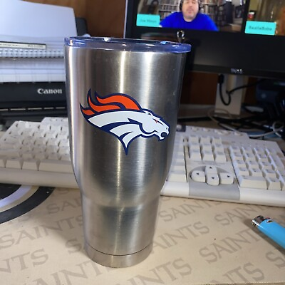 #ad NFL STAINLESS STEEL DOUBLE WALL 18 OZ THERMO TUMBLER Denver Broncos