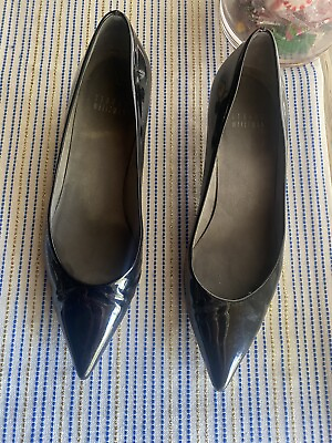 #ad Stuart Weitzman Black patent leather small heel shoes Size 7