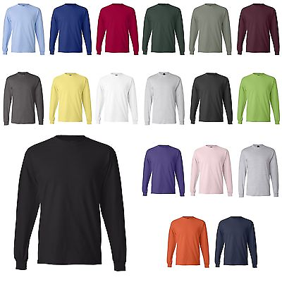 #ad Hanes Mens NEW Size S 3XL 100% Cotton Soft Heavyweight Long Sleeve T Shirt 5286 $9.95