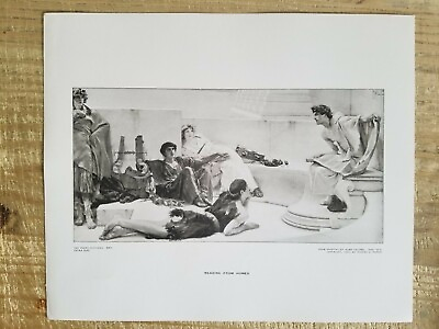 #ad READING FROM HOMER ALMA TADEMA.12quot; x 10quot; VTG PERRY ENGRAVING PRINT*EP1
