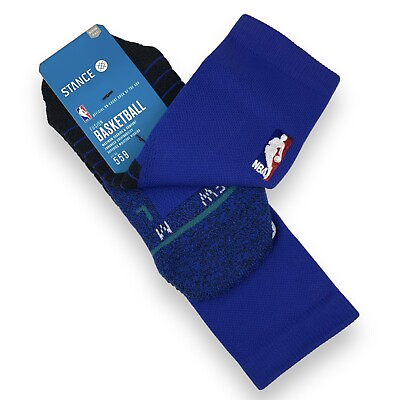 #ad Stance NBA Fusion Basketball Socks Medium 6 8.5 Royal Blue Cushioned Crew 559