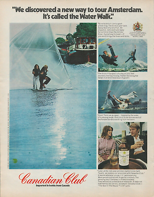 #ad 1971 Canadian Club Whiskey We Discovered Amsterdam Water Walk Print Ad $9.99
