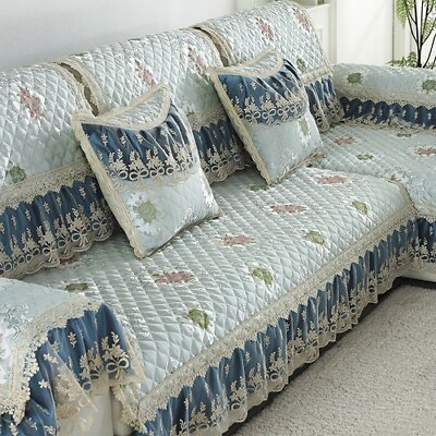 #ad Europe Plush Sofa Cover Room Luxury Slipcover Lace Decor Corner Sofa Cover Towel