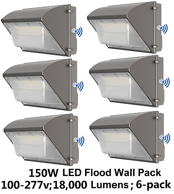 #ad 6 Pack 125W LED Wall Pack Daylight Bright Consistent Commercial Security Light