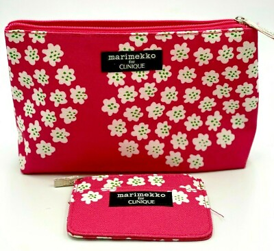 #ad MARIMEKKO for CLINIQUE Pink Makeup Cosmetic Bag Mini coin bag Choose Qty NEW