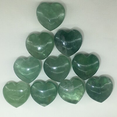 #ad 10pc Natural Green fluorite Quartz hand Carved love crystal Reiki healing