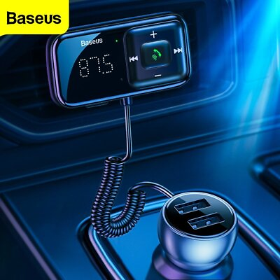 #ad Baseus Bluetooth Wireless Car FM Transmitter AUX Receiver Adapter 2 USB Charger $14.99