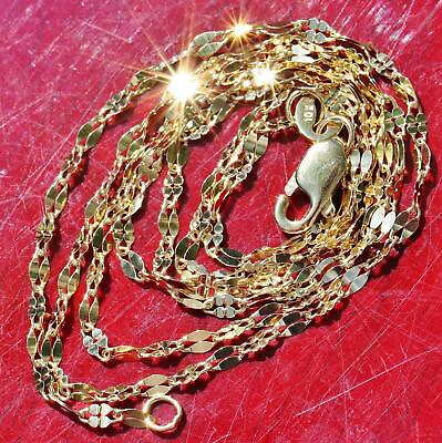 #ad 10k yellow gold fancy link chain necklace 18.0quot; vintage handmade 1.1gr