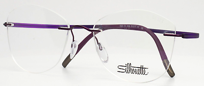 #ad SILHOUETTE 5523 CH 4140 Purple Womens Butterfly Rimless Eyeglasses 52 17 140