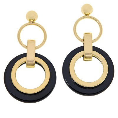 #ad R.J Graziano Black print Multicircle Goldtone Drop Earrings