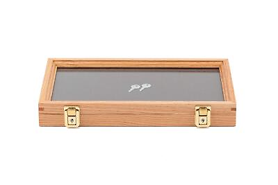 #ad Medium Display Case with Oak Finish Handmade Wood Box with Glass Top Arrowhe... $124.37