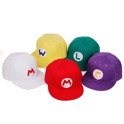 #ad Super Mario Luigi Bros Logo Embroidery Snapback Cap