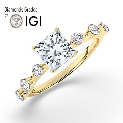 #ad IGI 1.50CTSolitaire Lab Grown Princess Diamond Engagement Ring18K Yellow Gold $1748.00