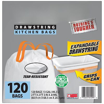 #ad Tall Kitchen White Trash Bags 13 Gallon 120 Bags Expandable Drawstring 20%