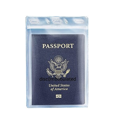 #ad Passport Holder WATERPROOF 4quot; x 6quot; ID Vaccination Card Protector Travel badge