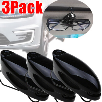 #ad 3PCS Black Glasses Holders Car Sun Visor Sunglasses Holder Clip Vehicle Hanger
