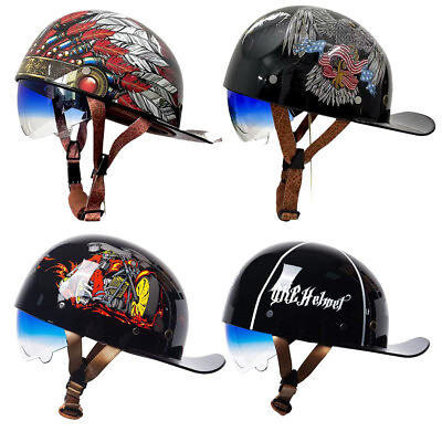 #ad Retro Helmets Baseball Cap Half Colorful Men Head Safety Motorcycle Duck Helmet