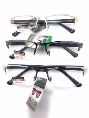 #ad Progressive Multifocal Reading Glasses for Men Blue Light Blocking Titanium Arm