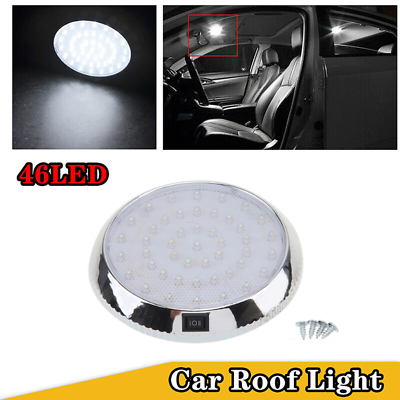#ad Silver Universal 46 LED Car Interior Indoor Roof Ceiling Dome Light White Lamp
