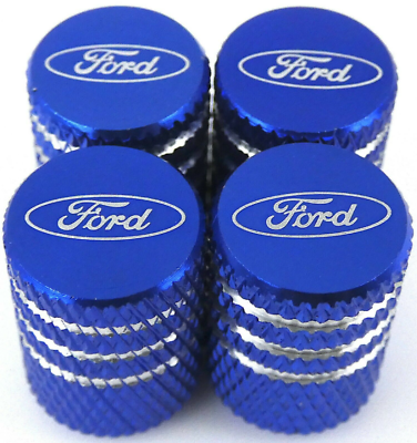 #ad 4x BLUE FORD Tire Valve Stem Caps For Car Truck Universal Fitting SHIPS FREE