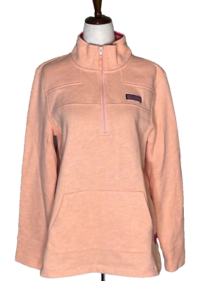 #ad Vineyard Vines Shep 1 4 Zip Fleece Lined Sweatshirt Pullover Peach Womens Size S